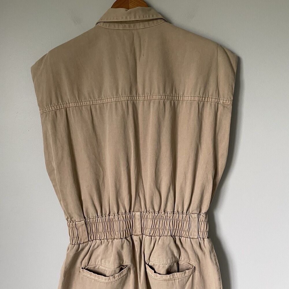 Pistola Rosie Utility Jumpsuit 100% Cotton Padded Shoulder Sesame Women's Medium - Picture 5 of 16